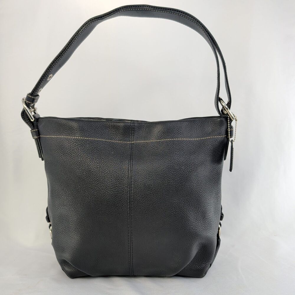 Coach Soho Hobo F15064 Black Pebbled Leather Shoulder Bag Purse Silver Hardware